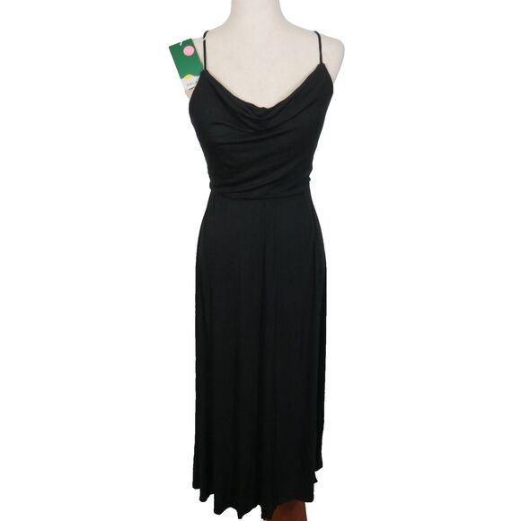 Halara Soft Stretchy Draped Neck Open Back Lace Up Padded Maxi Dress Size Large - Picture 2 of 11